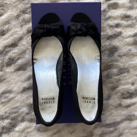 Stuart Weitzman Turku Black Satin Peep Toe Pump - Picture 7 of 10